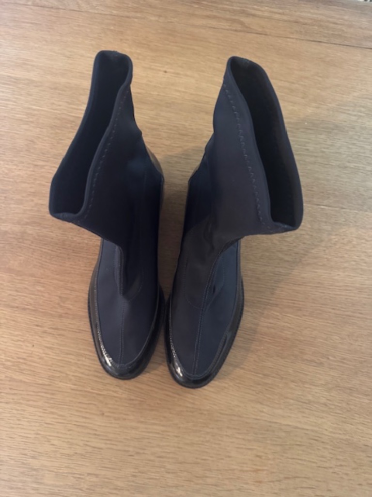 Paula Torres Neoprene Venice Black Mid-Calf Boots. 39. Nwot